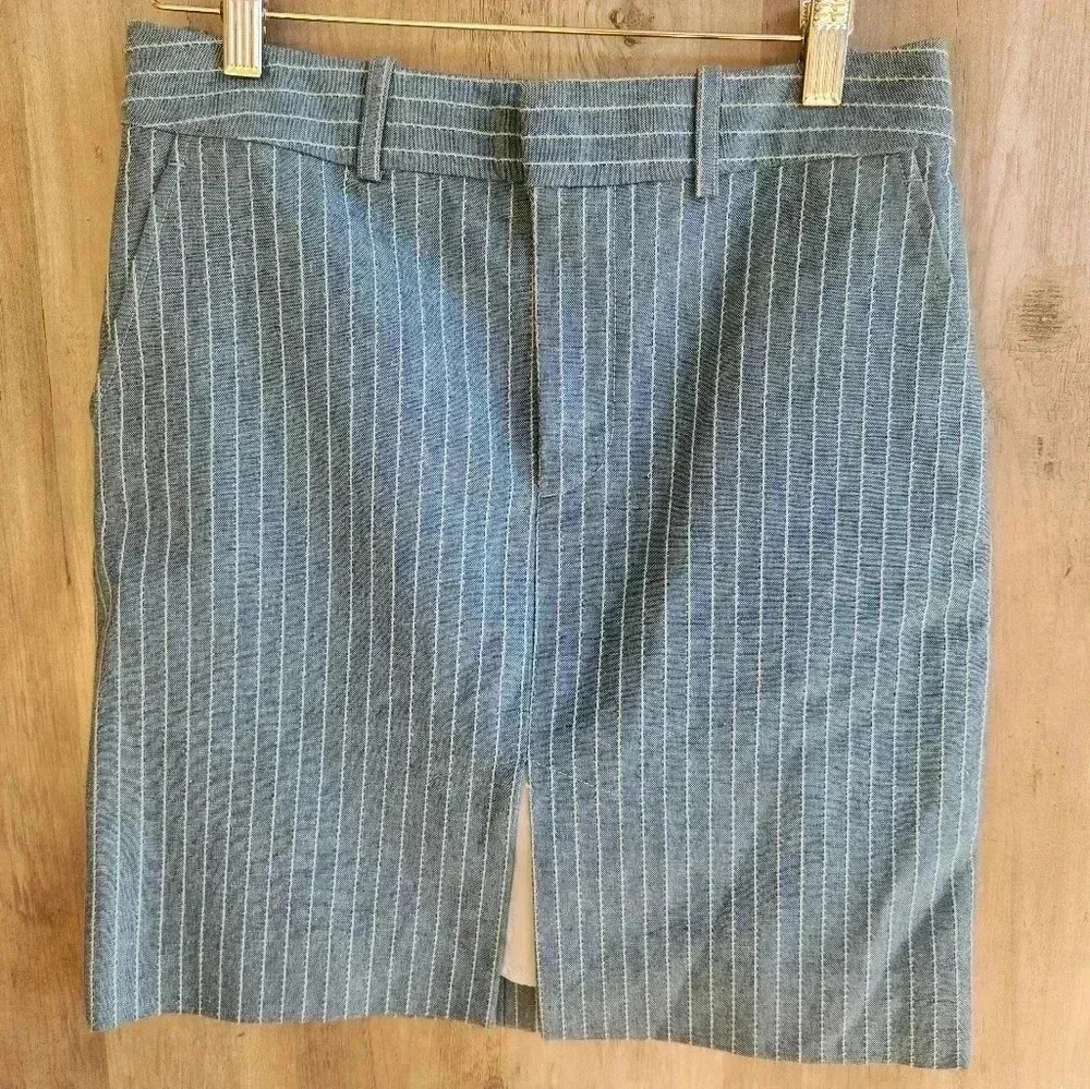 MARC JACOBS Designer Chic Blue Striped Front Slit Mini Skirt Size 4 Womens